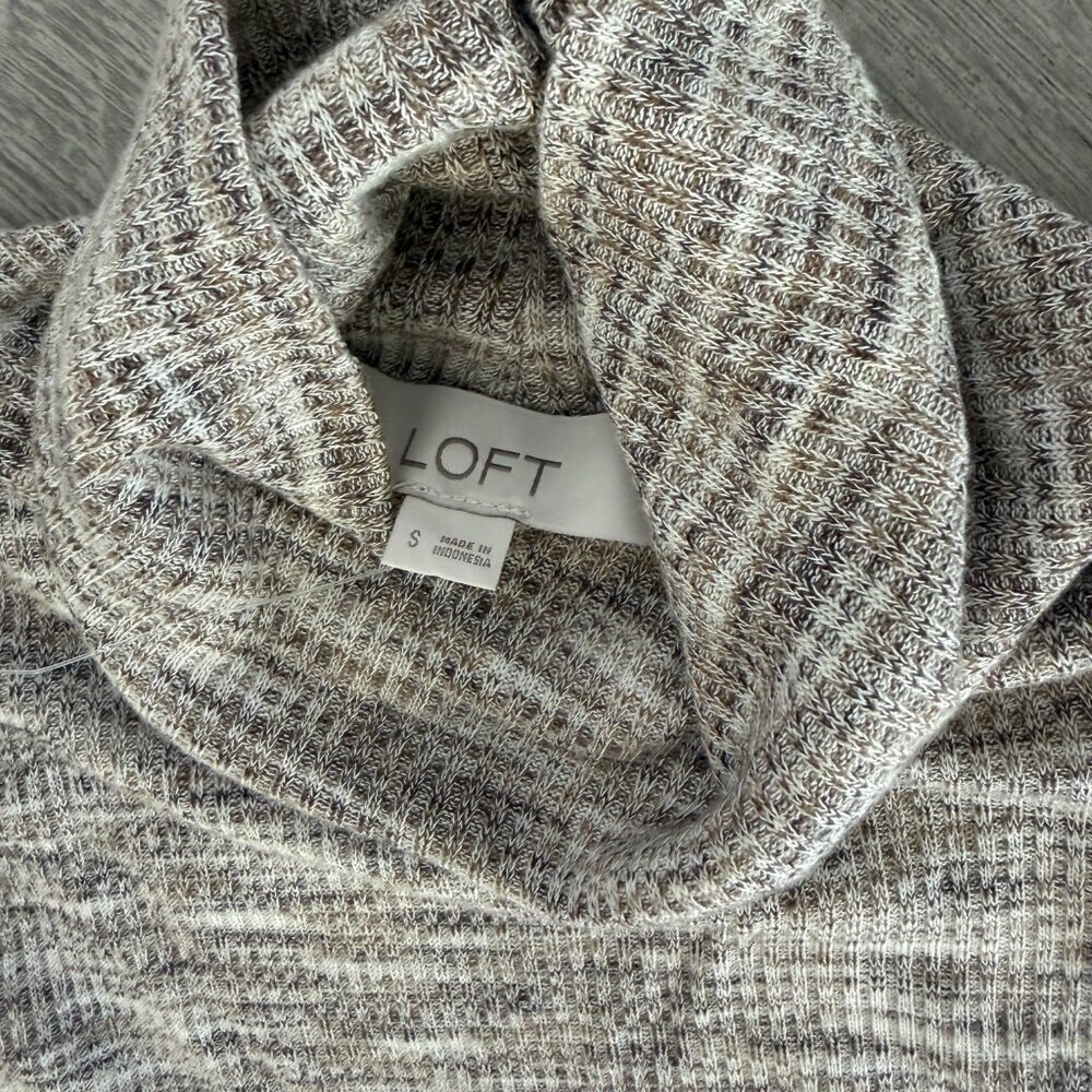 LOFT Turtleneck Sweater Marled - Small Neutral Knit Long Sleeve NWT - Picture 3 of 6
